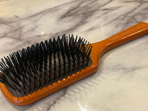 Custom Conscious Curls Wooden Paddle Brush. Perfect for detangling crown, natural hair or can be used to help brow dry. Cost is $15  Edit alt text